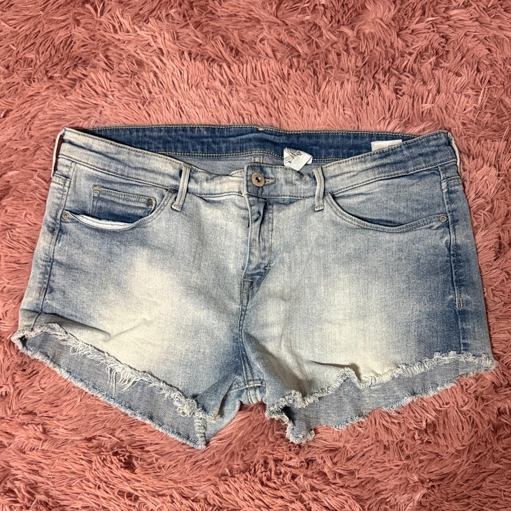 H&M & denim Light Blue Frayed Jean Shorts